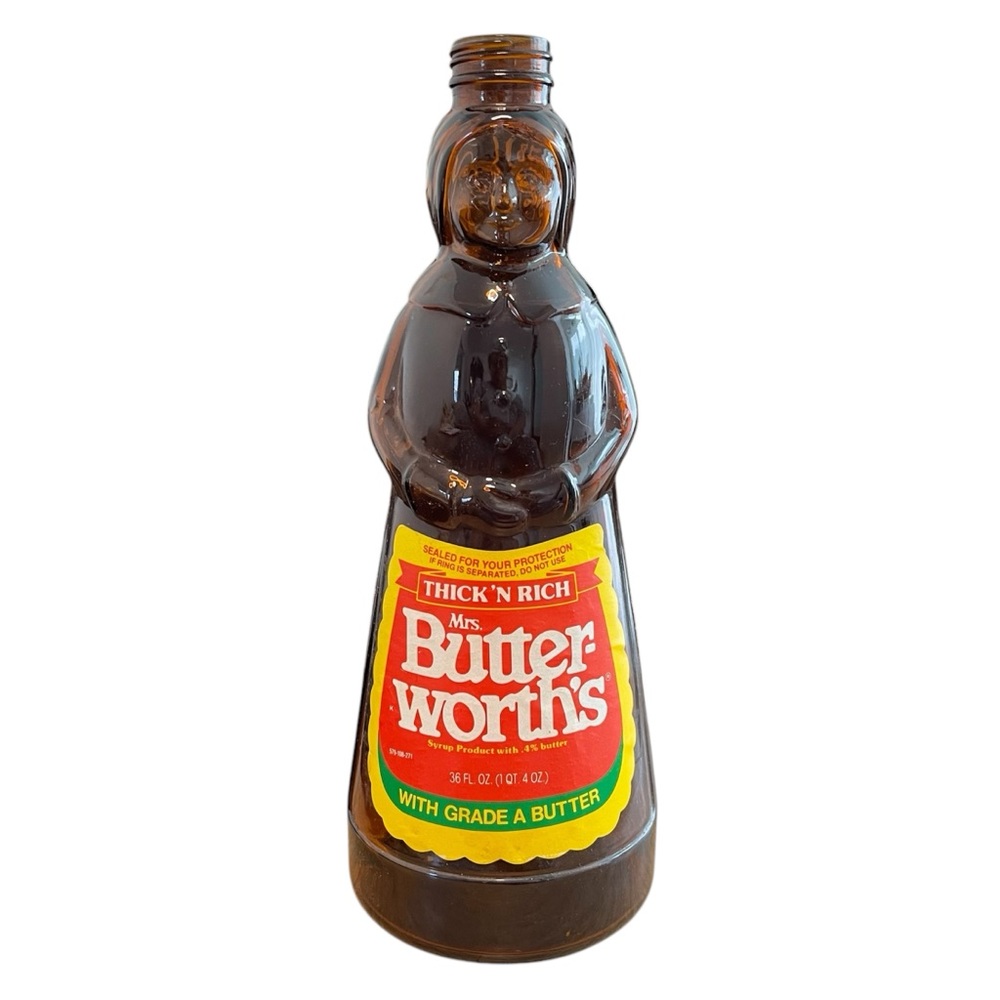 VTG 1990 Mrs Butterworths Glass Bottle 36oz 11-1/4”h